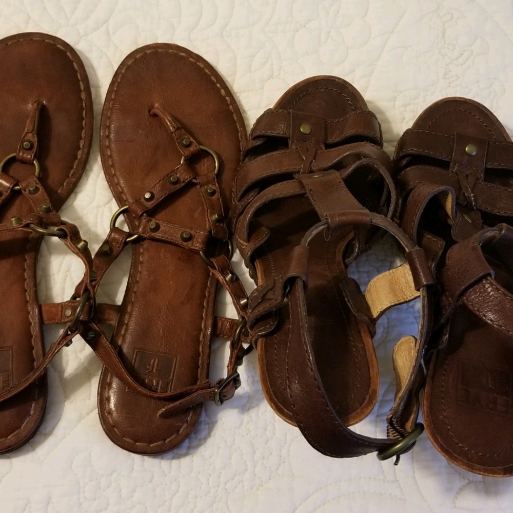 Frye Carson Ring Leather Thong Flats - Sz 8